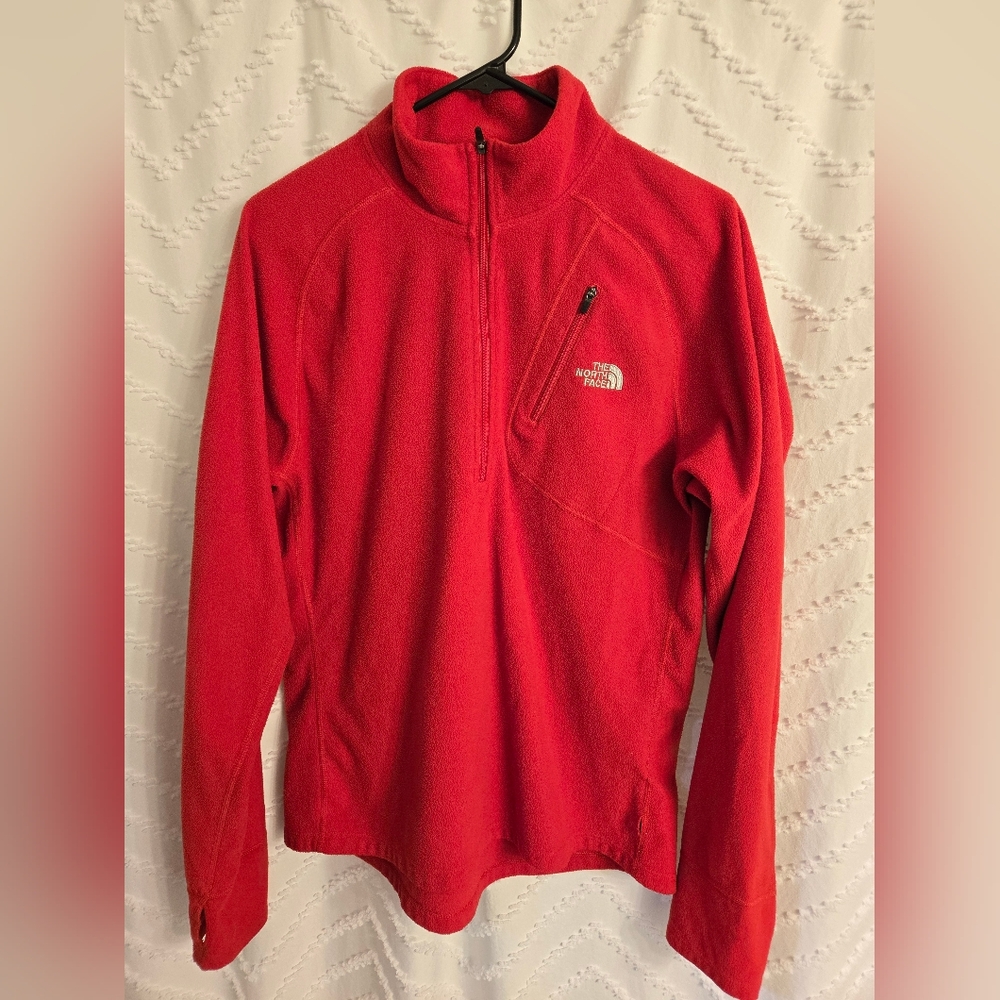 The North Face Red Fleece Pullover Half Zip Men's Large